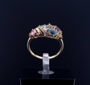 Gold ring with colored stones