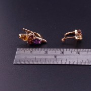 Gold earrings with amethysts and zircons  (NEW)