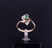 Gold ring with diamonds and emerald (NEW)