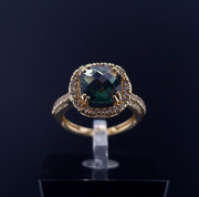 Gold ring with colored stones