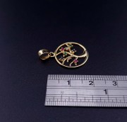 Gold pendant with colored stones
