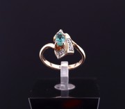 Gold ring with diamonds and emerald (NEW)