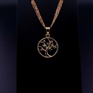 Gold pendant with colored stones