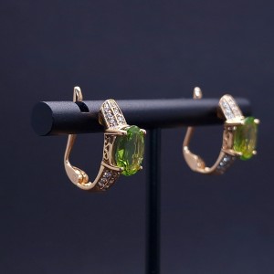 Gold earrings with diamonds and colored stones