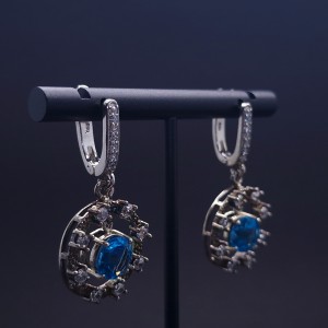 Silver earrings with colored stones