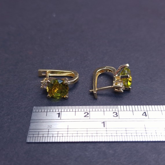 Gold earrings with diamonds and colored stones