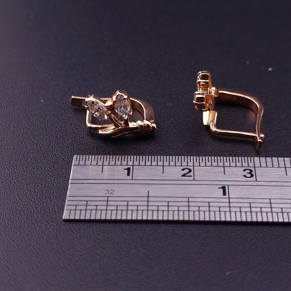 Gold earrings with fianites (NEW)