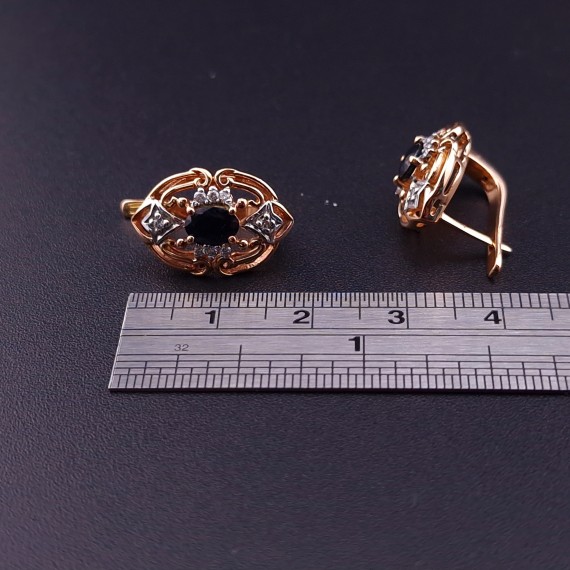 Gold earrings with diamonds and sapphires (NEW)