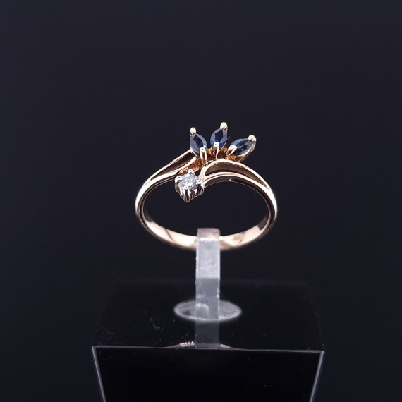 Gold ring with diamond and sapphires (NEW)