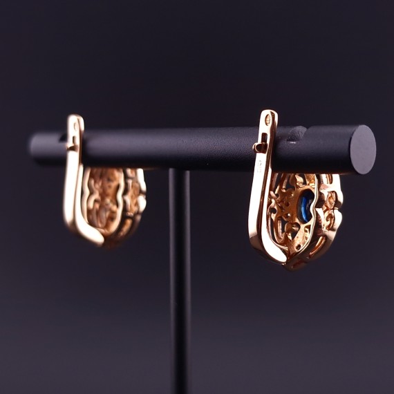 Gold earrings with diamonds and sapphires (NEW)