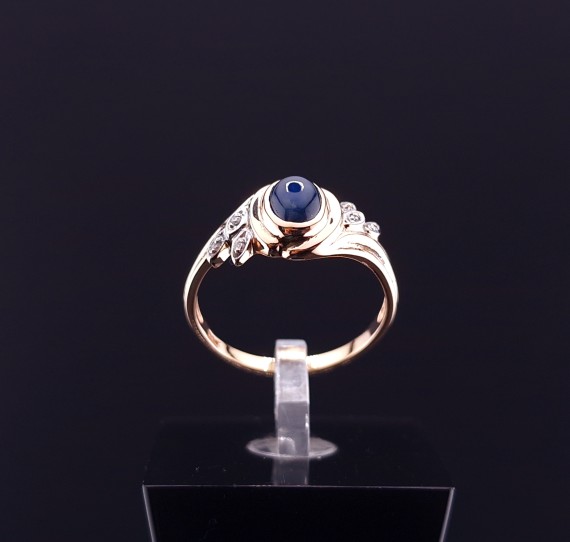 Gold ring with diamonds and sapphire (NEW)