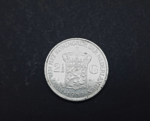 Hõbemünt Netherlands 2 1/2 Gulden Wilhelmina 1939