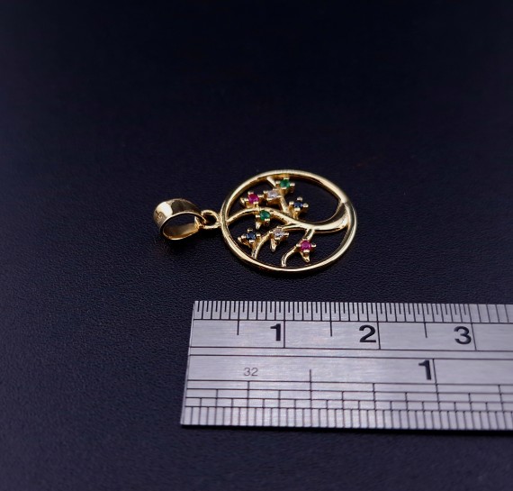 Gold pendant with colored stones