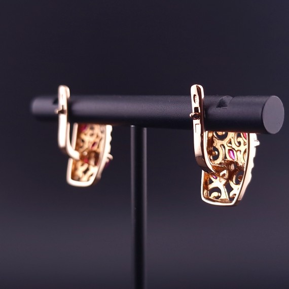 Gold earrings with rubies   (NEW)