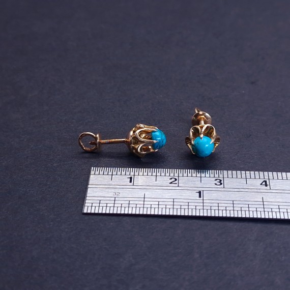 Vintage gold earrings with colored stones