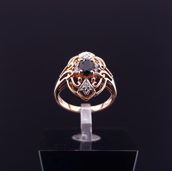 Gold ring with diamonds and sapphire (NEW)