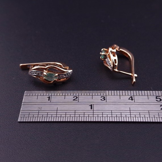 Gold earrings with diamonds and emeralds (NEW)