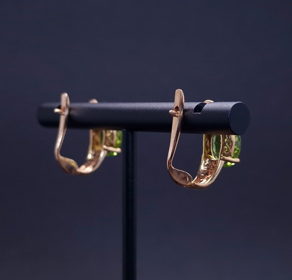 Gold earrings with diamonds and colored stones