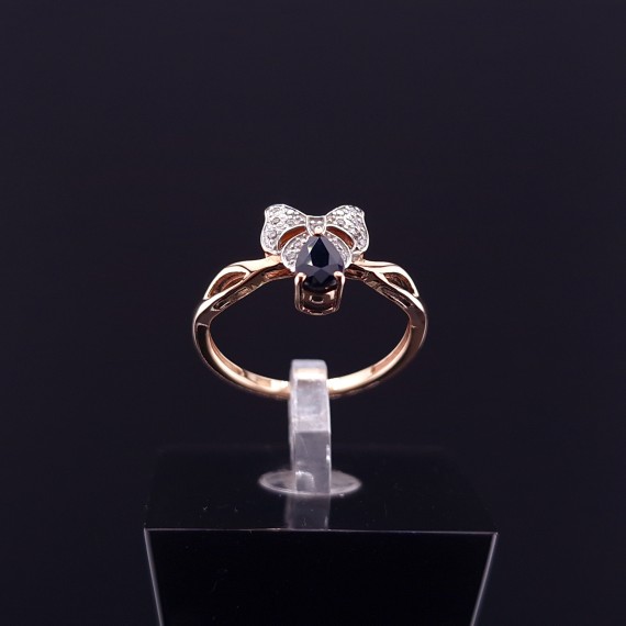 Gold ring with diamonds and sapphire (NEW)