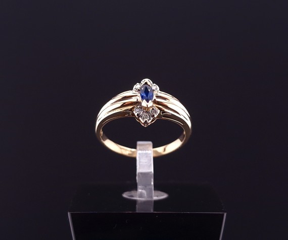 Gold ring with diamonds and sapphire (NEW)