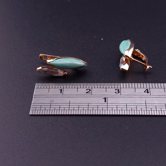 Gold earrings with topazs and turquoise (NEW)