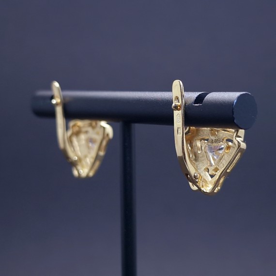 Gold earrings with zircons 