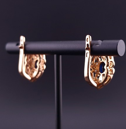 Gold earrings with diamonds and sapphires (NEW)