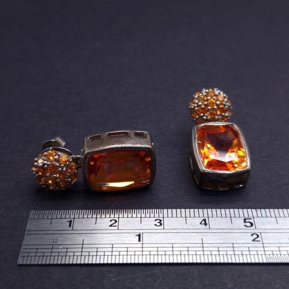 Silver earrings with colored stones