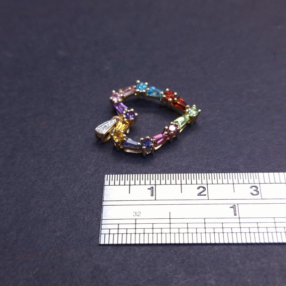 Gold pendant with colored stones