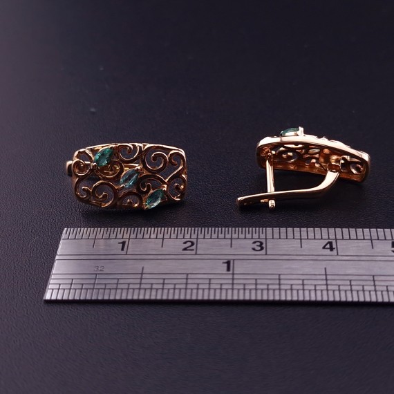 Gold earrings with emeralds  (NEW)