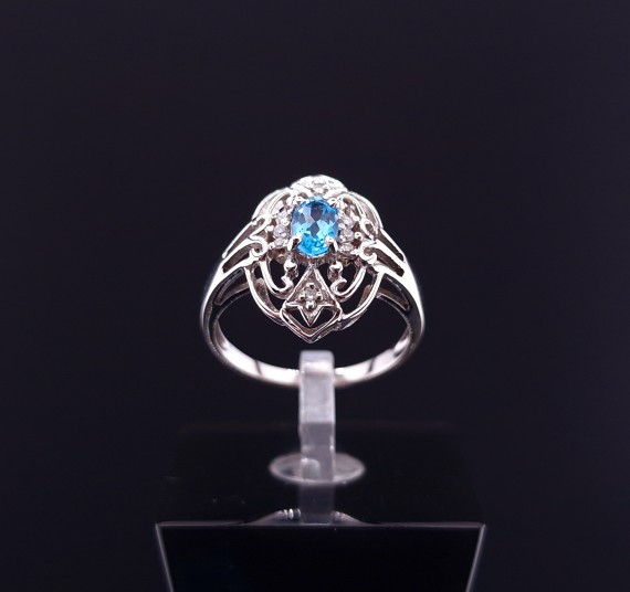 Gold ring with diamonds and topaz (NEW)