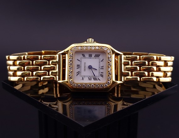 Золотые часы с бриллиантами  "Geneve"