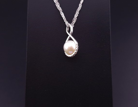 Gold pendant with fianites and pearls (NEW)