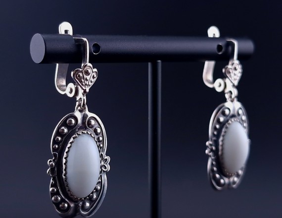Silver earrings with colored stones