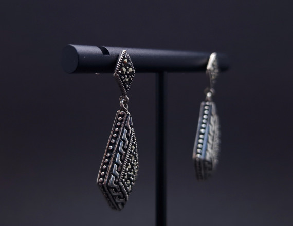 Silver earrings with colored stones