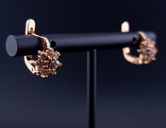 Gold earrings with zircons 