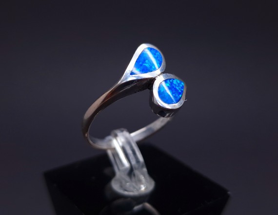 Silver ring with colored stones