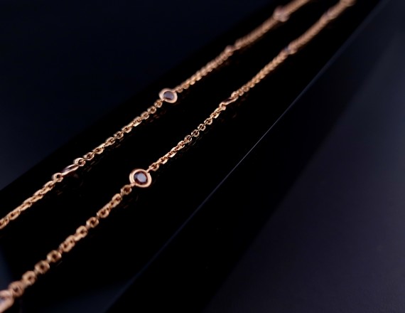Gold chain  with colored stones