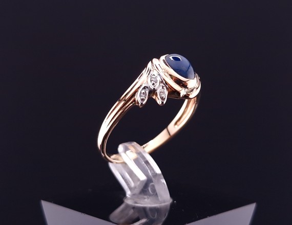 Gold ring with diamonds and sapphire (NEW)