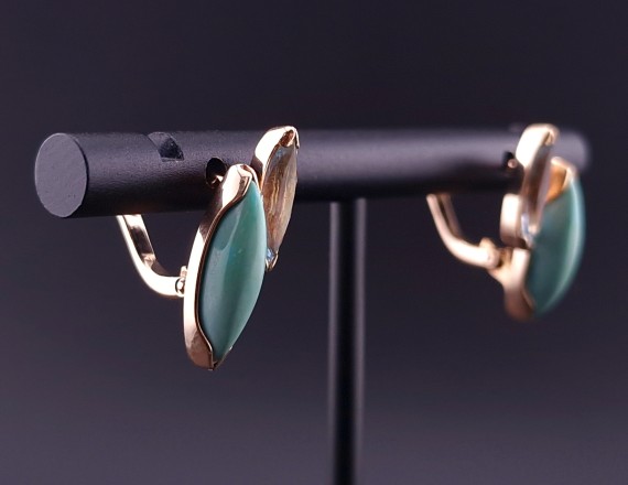 Gold earrings with topazs and turquoise (NEW)