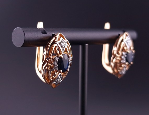 Gold earrings with diamonds and sapphires (NEW)